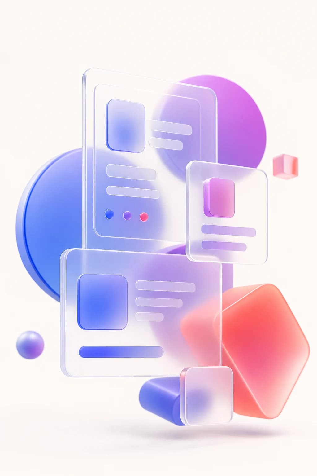 Layered glass panels representing custom apps, dashboards and integrations